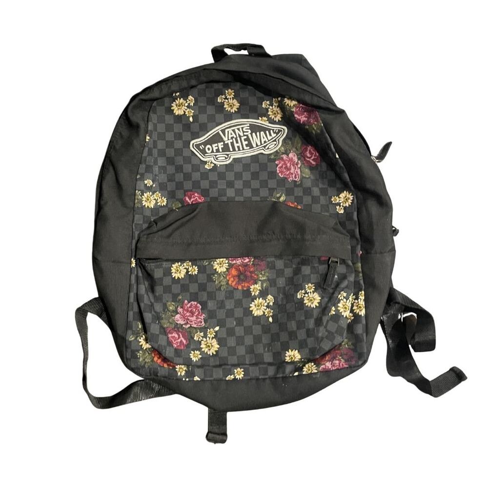 Vans Off the Wall Realm Backpack Checkerboard Floral School Daypack Academia